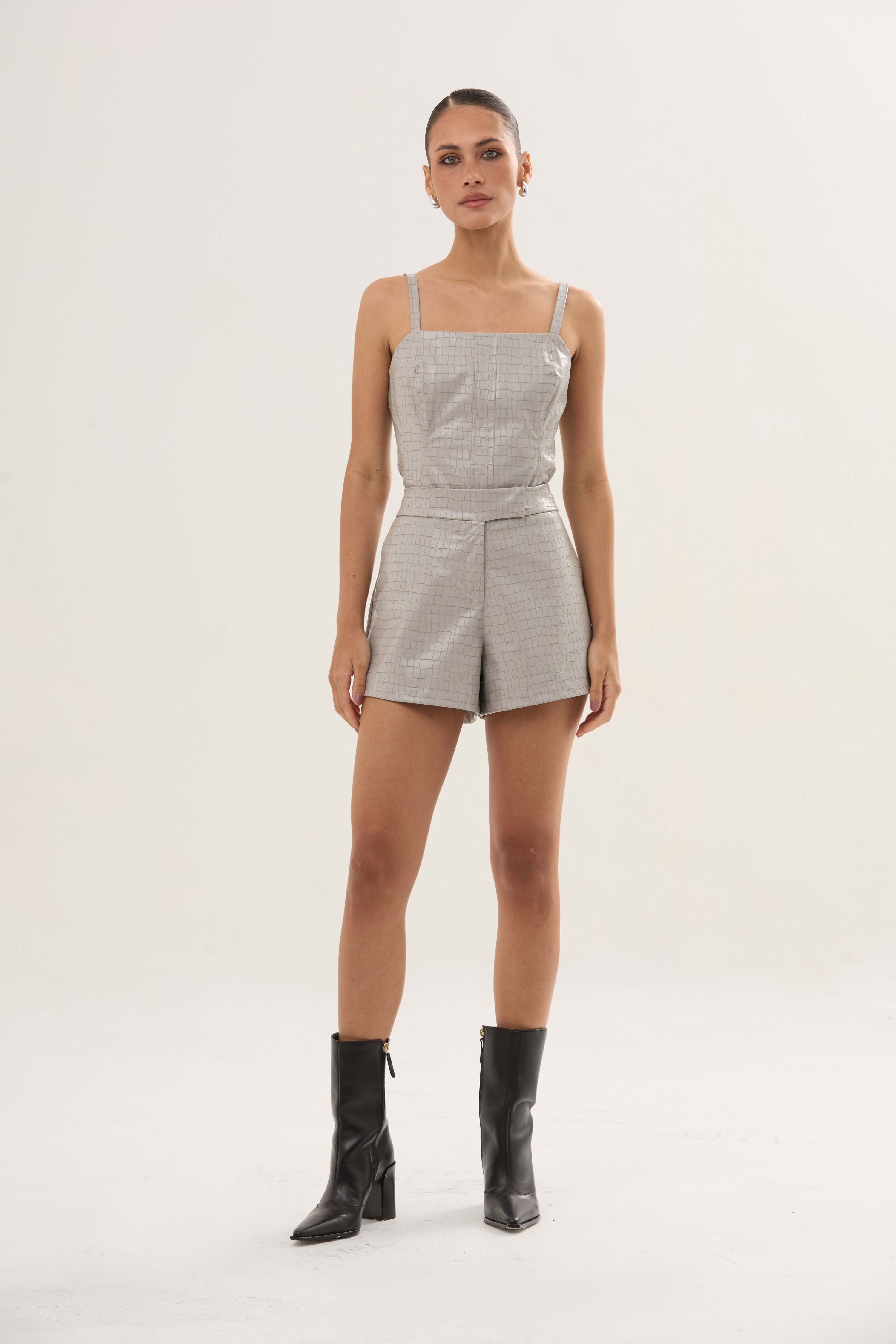 Short Crocodile Cinza Groot